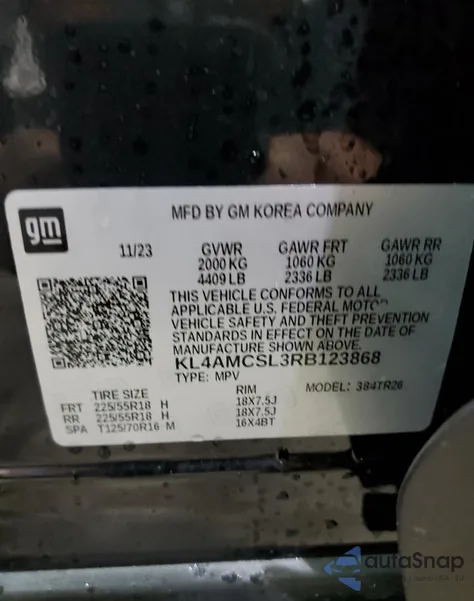 2024 Buick Encore Gx Preferred из США, поврежденный, VIN KL4AMCSL3RB123868